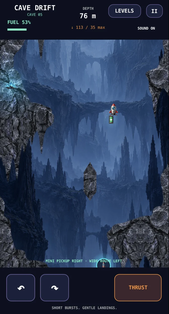 A rock island divides a cave into different routes